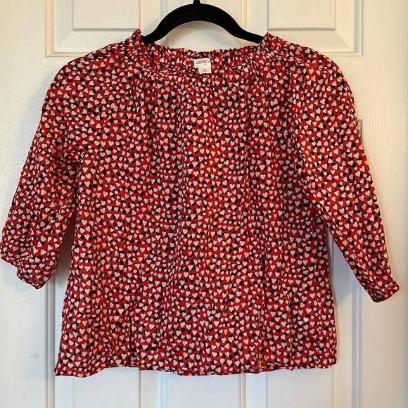 Crew cuts 100% cotton red white blue heart print top girls size 10 - Picture 1 of 5